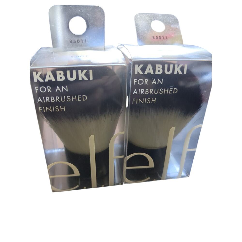 NIB Two e.l.f. KABUKI airbrushed Finish Wet/Dry Travel Makeup Brushes.
